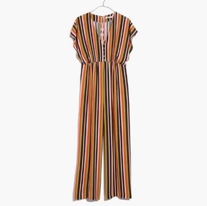 Madewell V-Neck Button Down Jumpsuit in Rainbow
